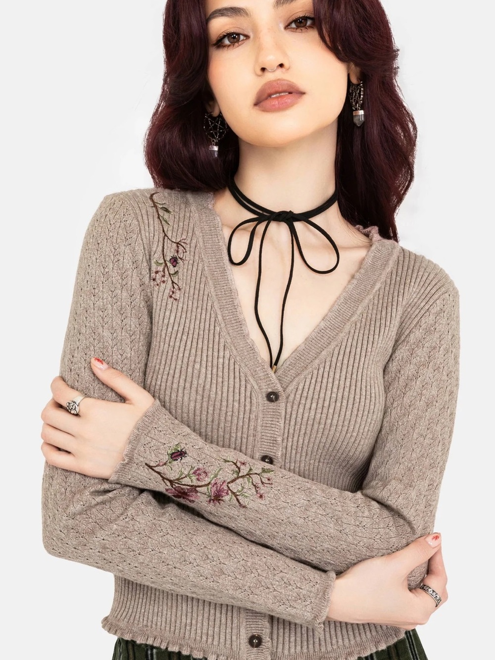 Disturbia Tantra Floral Beetle Embroidered Cardigan size XL
